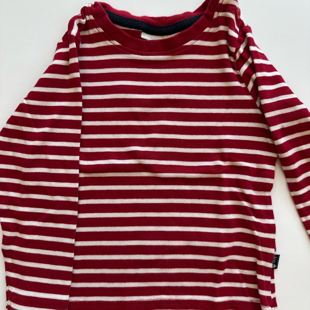 JoJo Maman Bebe Red and White Striped Long Sleeve Tee